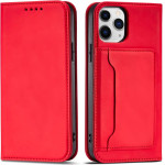 Hurtel Magnet Card Case for iPhone 12 Pro Pouch Card Wallet Card Holder Red - (Magnet Card iPhone 12 Pro Red)