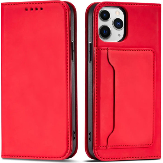Hurtel Magnet Card Case for iPhone 12 Pro Pouch Card Wallet Card Holder Red - (Magnet Card iPhone 12 Pro Red)