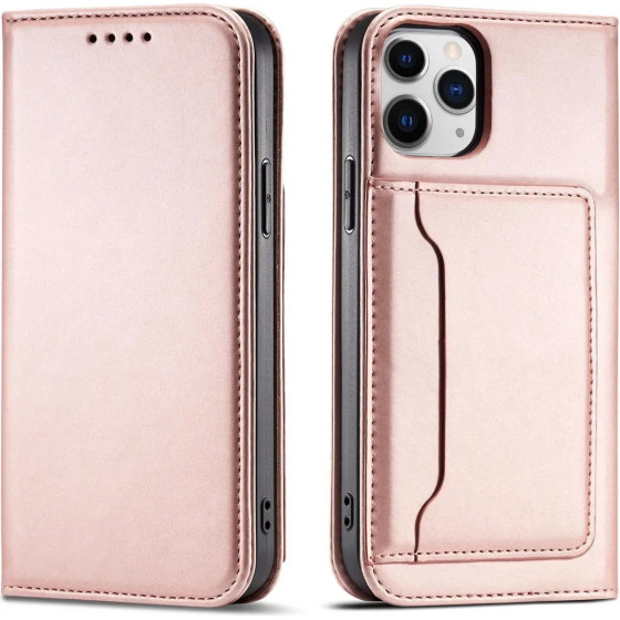 Hurtel Magnet Card Case for iPhone 12 Pro Pouch Card Wallet Card Stand Pink - (Magnet Card iPhone 12 Pro Pink)