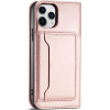 Hurtel Magnet Card Case for iPhone 12 Pro Pouch Card Wallet Card Stand Pink - (Magnet Card iPhone 12 Pro Pink)