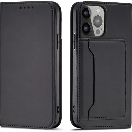 Hurtel Magnet Card Case for iPhone 13 mini cover card wallet card stand black - (Magnet Card iPhone 13 Mini Black)