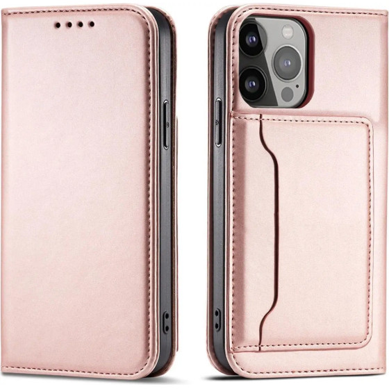 Hurtel Magnet Card Case for iPhone 13 Pro Max Pouch Card Wallet Card Holder Pink - (Magnet Card iPhone 13 Pro Max Pink)