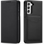 Hurtel Magnet Card Case for Samsung Galaxy S22 + (S22 Plus) Pouch Wallet Card Holder Black - (Magnet Card Samsung S22 PLUS Black)