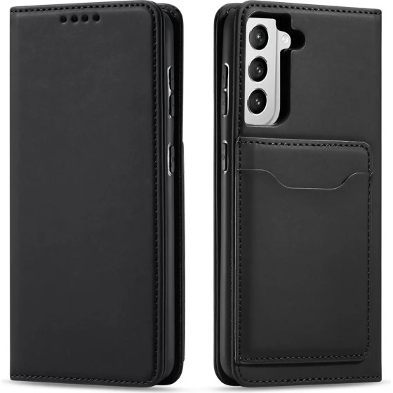 Hurtel Magnet Card Case for Samsung Galaxy S22 + (S22 Plus) Pouch Wallet Card Holder Black - (Magnet Card Samsung S22 PLUS Black)