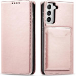 Hurtel Magnet Card Case for Samsung Galaxy S22 + (S22 Plus) Pouch Wallet Card Holder Pink - (Magnet Card Samsung S22 PLUS Pink)