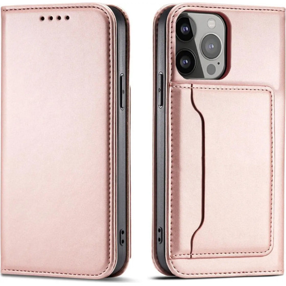 Hurtel Magnet Card Case for Samsung Galaxy S23 Flip Wallet Stand Pink - (MAGNET CARD SAMSUNG S23 PINK)