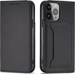 Hurtel Magnet Card Case for Samsung Galaxy S23 Ultra flip cover wallet stand black - (MAGNET CARD SAMSUNG S23 ULTRA BLACK)