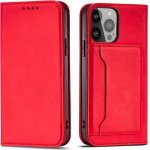 Hurtel Magnet Card Case for Samsung Galaxy S23 Ultra flip cover wallet stand red - (MAGNET CARD SAMSUNG S23 ULTRA RED)