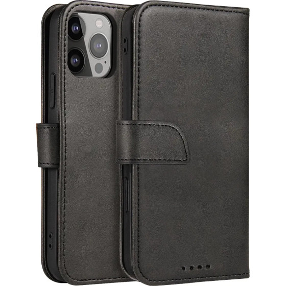Hurtel Magnet Case an elegant case cover with a flap and stand function iPhone 14 Max black - (MAGNET CASE IPHONE 14 Plus BLACK)