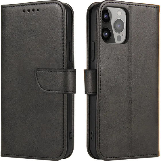 Hurtel Magnet Case elegant bookcase type case with kickstand for iPhone 13 Pro Max black - (Magnet Case iPhone 13 Pro Max 6,7 Black)