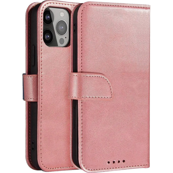 Hurtel Magnet Case elegant case cover flip cover with stand function for iPhone 14 Pro pink - (MAGNET CASE IPHONE 14 PRO PINK)