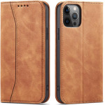 Hurtel Magnet Fancy Case Case for iPhone 12 Pro Max Pouch Wallet Card Holder Brown - (Magnet Fancy iPhone 12 Pro Max Brown)