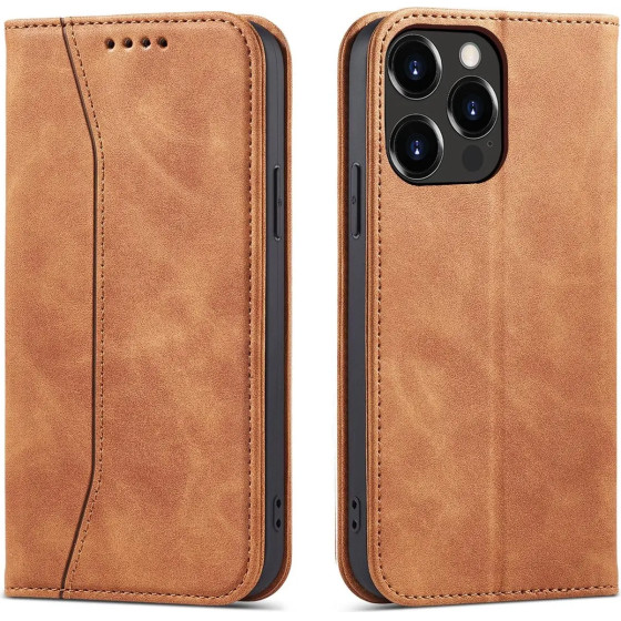 Hurtel Magnet Fancy Case Case for iPhone 13 Pro Max Pouch Card Wallet Card Holder Brown - (Magnet Fancy iPhone 13 Pro Max Brown)