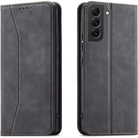 Hurtel Magnet Fancy Case Case for Samsung Galaxy S22 + (S22 Plus) Pouch Wallet Card Holder Black - (Magnet Fancy Samsung S22 PLUS Black)