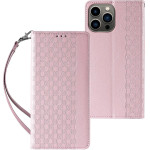 Hurtel Magnet Strap Case Case for iPhone 13 Pro Max Pouch Wallet + Mini Lanyard Pendant Pink - (Magnet Strap iPhone 13 Pro Max Pink)