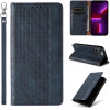 Hurtel Magnet Strap Case Case for iPhone 14 Flip Wallet Mini Lanyard Stand Blue