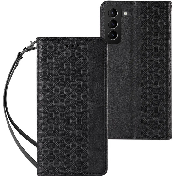 Hurtel Magnet Strap Case Case for Samsung Galaxy S22 + (S22 Plus) Pouch Wallet + Mini Lanyard Pendant Black - (Magnet Strap Samsung S22 PLUS Black)