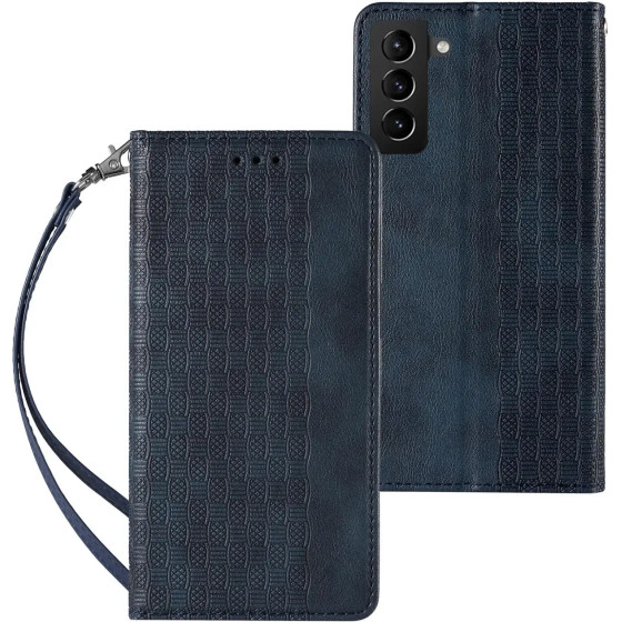Hurtel Magnet Strap Case Case for Samsung Galaxy S22 + (S22 Plus) Pouch Wallet + Mini Lanyard Pendant Blue - (Magnet Strap Samsung S22 PLUS Blue)