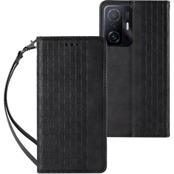 Hurtel Magnet Strap Case Case for Xiaomi Redmi Note 11 Pro Pouch Wallet + Mini Lanyard Pendant Black - (Magnet Strap Xiaomi Redmi Note 11 PRO Global Black)