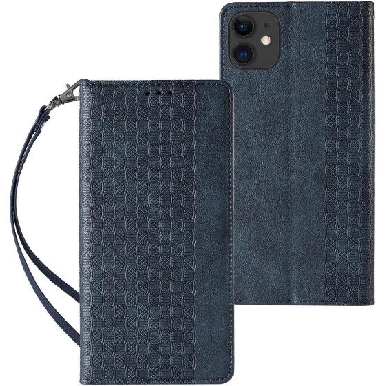 Hurtel Magnet Strap Case for iPhone 12 Pouch Wallet + Mini Lanyard Pendant Blue - (Magnet Strap iPhone 12 Blue)