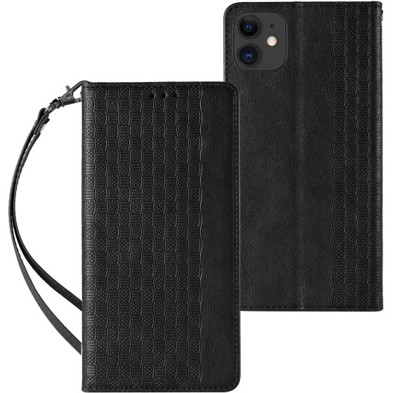 Hurtel Magnet Strap Case for iPhone 13 Pouch Wallet + Mini Lanyard Pendant Black - (Magnet Strap iPhone 13 Black)