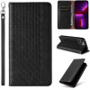 Hurtel Magnet Strap Case for iPhone 14 Pro Flip Wallet Mini Lanyard Stand Black