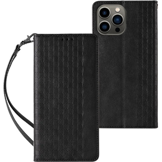 Hurtel Magnet Strap Case for Samsung Galaxy S23+ Flip Wallet Mini Lanyard Stand Black - (MAGNET STRAP SAMSUNG S23 PLUS BLACK)