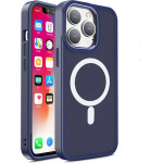 Hurtel Magnetic Color Matte Case for iPhone 15 Pro - navy blue - (Color Matte Case iPhone 15 Pro Navy Blue)
