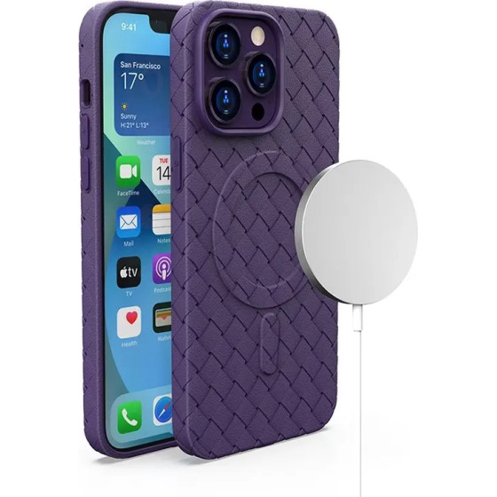 Hurtel MagSafe Woven Case for iPhone 15 - purple - (Woven Case iPhone 15 Deep Purple)