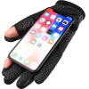 Hurtel Men's insulated, anti-slip telephone gloves - black - (Touchscreen gloves removable fingertips black)
