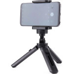 Hurtel Mini tripod selfie stick holder for phone camera GoPro 16 - 21 cm black - (Mini Tripod with phone holder mount black)