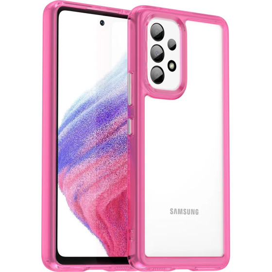 Hurtel Outer Space Case for Samsung Galaxy A53 5G cover with a flexible frame pink