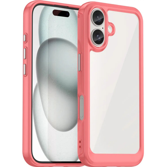 Hurtel Outer Space Case with Gel Frame for iPhone 16 Plus - Red - (Outer Space Case iPhone 16 Plus red)