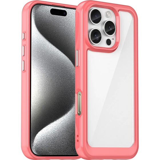 Hurtel Outer Space Case with Gel Frame for iPhone 16 Pro - Red - (Outer Space Case iPhone 16 Pro red)