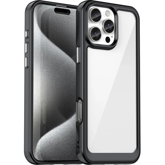 Hurtel Outer Space Case with Gel Frame for iPhone 16 Pro Max - Black - (Outer Space Case iPhone 16 Pro max black)
