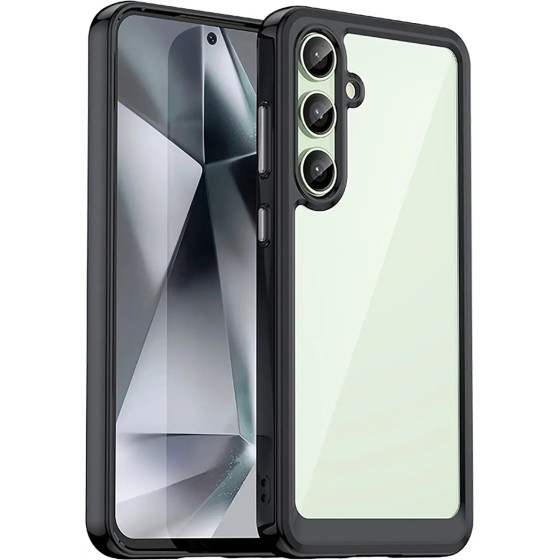 Hurtel Outer Space Case with Gel Frame for Samsung Galaxy S24 FE - Black - (Outer Space Case Samsung Galaxy S24 FE Black)