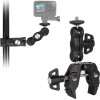 Hurtel Phone and sports camera holder with clamp - (Mobile phone and action camera mount set with clip)