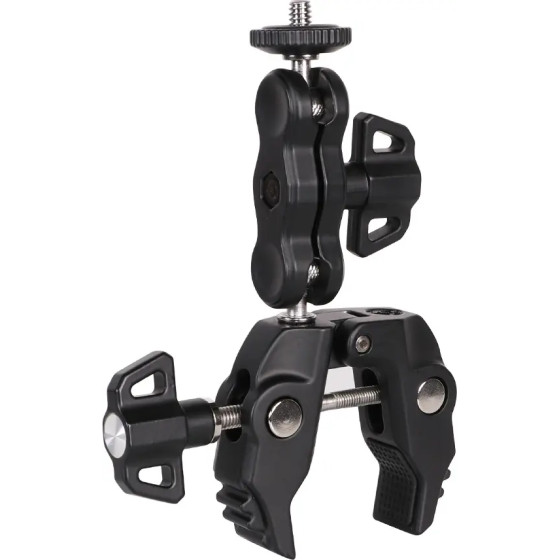 Hurtel Phone and sports camera holder with clamp - (Mobile phone and action camera mount set with clip)