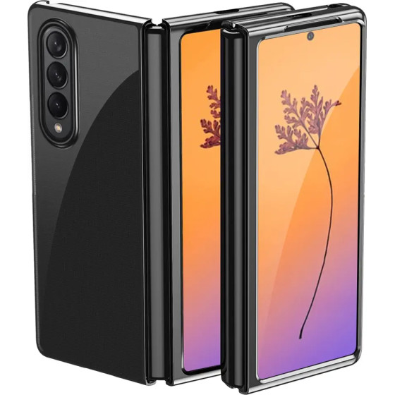 Hurtel Plating Case for Samsung Galaxy Z Fold 4 cover with a metallic frame black - (Plating Samsung Galaxy Fold 4 Black)