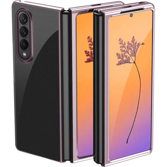 Hurtel Plating Case for Samsung Galaxy Z Fold 4 cover with a metallic frame pink - (Plating Samsung Galaxy Fold 4 Rose Gold)