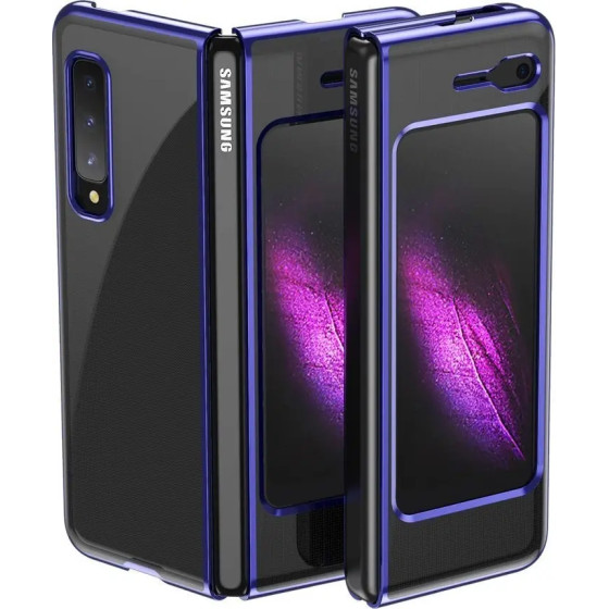 Hurtel Plating Case hard case Electroplating frame Cover for Samsung Galaxy Fold blue - (Plating Samsung Galaxy Fold Blue)