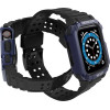 Hurtel Protect Strap Band Case Wristband for Apple Watch 7 / 6 / 5 / 4 / 3 / 2 / SE (45 / 44 / 42mm) Case Armor Watch Cover Black / Blue