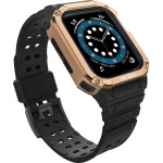 Hurtel Protect Strap Band Case Wristband for Apple Watch 7 / 6 / 5 / 4 / 3 / 2 / SE (45 / 44 / 42mm) Case Armor Watch Cover Black / Rose Gold