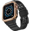 Hurtel Protect Strap Band Case Wristband for Apple Watch 7 / 6 / 5 / 4 / 3 / 2 / SE (45 / 44 / 42mm) Case Armor Watch Cover Black / Rose Gold