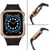 Hurtel Protect Strap Band Case Wristband for Apple Watch 7 / 6 / 5 / 4 / 3 / 2 / SE (45 / 44 / 42mm) Case Armor Watch Cover Black / Rose Gold