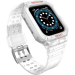 Hurtel Protect Strap Band Case Wristband for Apple Watch 7 / 6 / 5 / 4 / 3 / 2 / SE (45 / 44 / 42mm) Case Armor Watch Cover Transparent