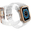 Hurtel Protect Strap Band Case Wristband for Apple Watch 7 / 6 / 5 / 4 / 3 / 2 / SE (45 / 44 / 42mm) Case Armor Watch Cover Transparent / Rose Gold