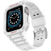 Hurtel Protect Strap Band Case Wristband for Apple Watch 7 / 6 / 5 / 4 / 3 / 2 / SE (45 / 44 / 42mm) Case Armor Watch Cover White