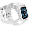 Hurtel Protect Strap Band Case Wristband for Apple Watch 7 / 6 / 5 / 4 / 3 / 2 / SE (45 / 44 / 42mm) Case Armor Watch Cover White