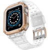 Hurtel Protect Strap Band Case Wristband for Apple Watch 7 / 6 / 5 / 4 / 3 / 2 / SE (45 / 44 / 42mm) Case Armor Watch Cover White / Rose Gold - (Protect Strap Apple iWatch 2/3/4/5/6/SE/7/44 Rose Gold/Transparent)